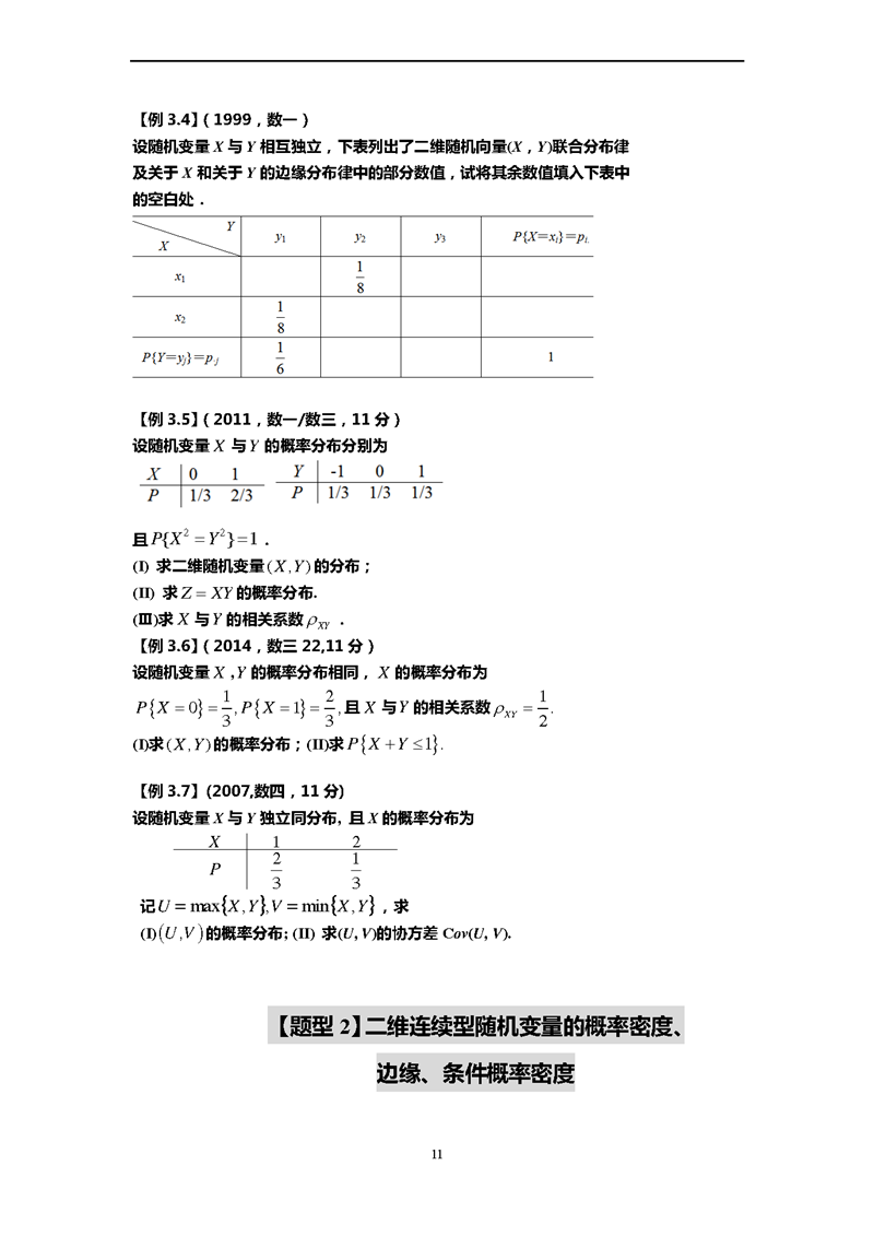 考研数学历年真题