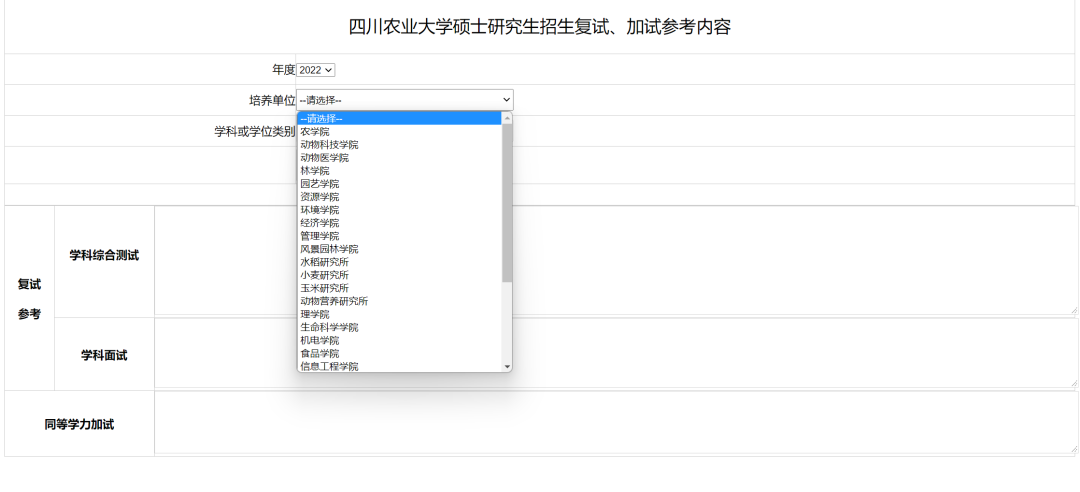 四川农业大学公布2022年硕士研究生招生复试、加试参考内容