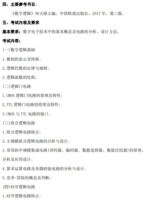 江西农业大学2024年考研初试大纲已公布：数字电子技术
