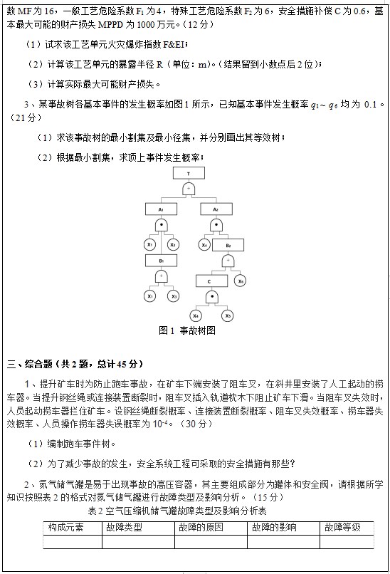 昆明理工大学2020年考研真题：安全系统工程