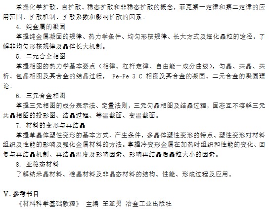 辽宁科技大学2024年全国硕士研究生入学考试《材料科学基础》考试大纲