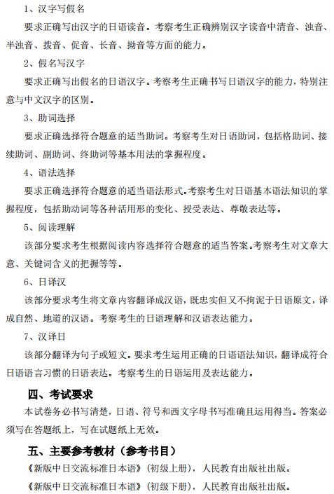 2024年郑州大学硕士研究生入学考试《二外日语》考试大纲